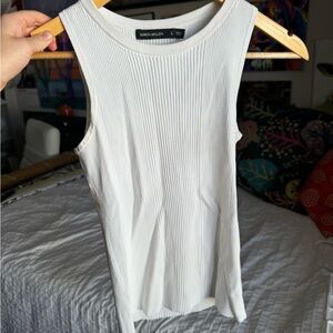 karen millen white rib knitted tank top AKK02685